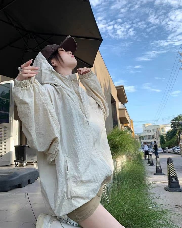 캐주얼 운동 바람 긴팔 재킷 여성 코트 여름 새로운 느긋한 루즈핏 다용도 긴팔 후드 자외선 차단 맨위 상세 이미지 27