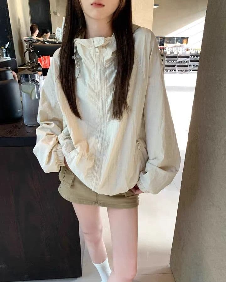 캐주얼 운동 바람 긴팔 재킷 여성 코트 여름 새로운 느긋한 루즈핏 다용도 긴팔 후드 자외선 차단 맨위 상세 이미지 31