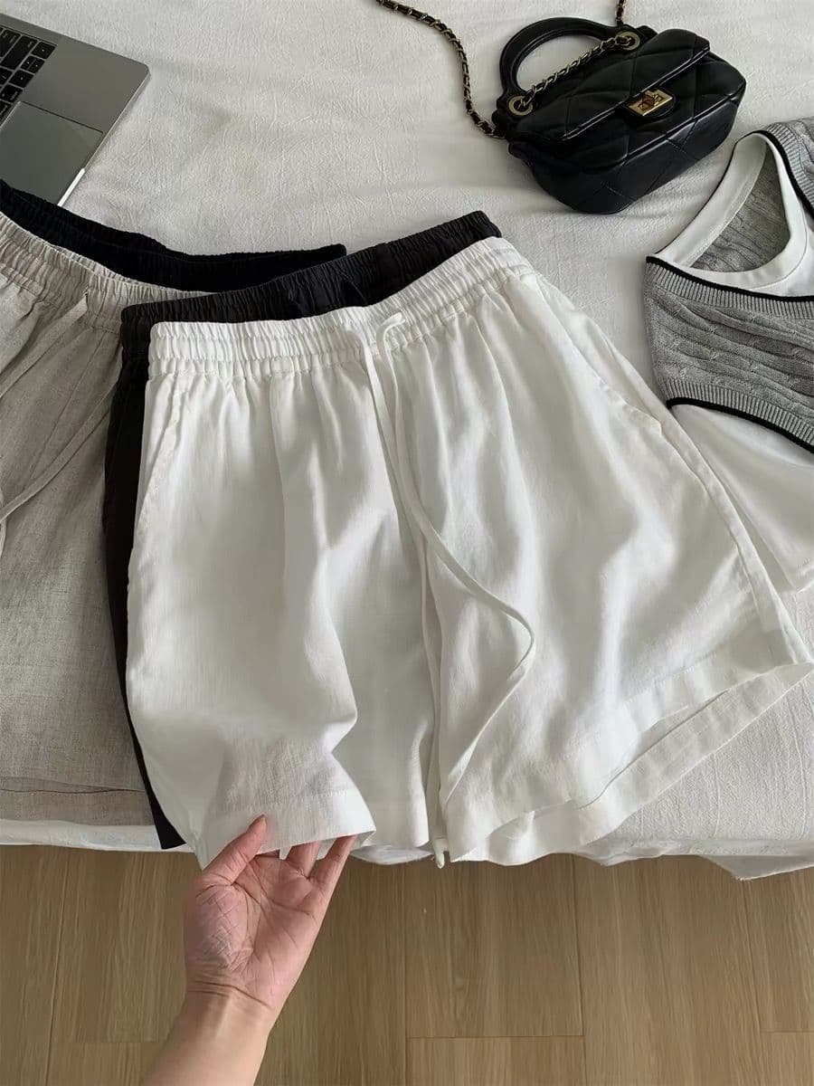 원본 원단 안감 특별 빅 사이즈 300 근 캐주얼 반바지 여성 한국 스타일 한 마디 와이드 레그 팬츠 여름 이미지 2