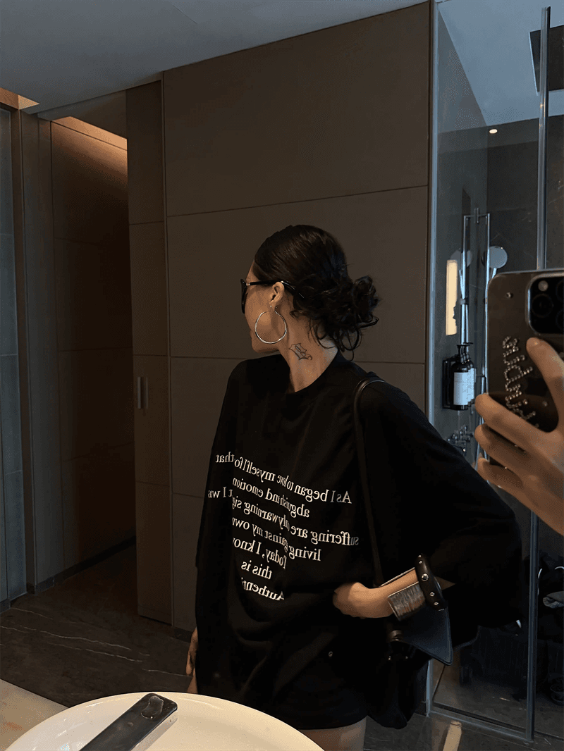 순면 이후 패키지 칼라 bm 조수 브랜드 인터넷 유명인 한국 스타일 하라주쿠 와이드 바람 소나무 맨위 캐주얼 프린트 연령 감소 반팔 티셔츠 여성 이미지 3