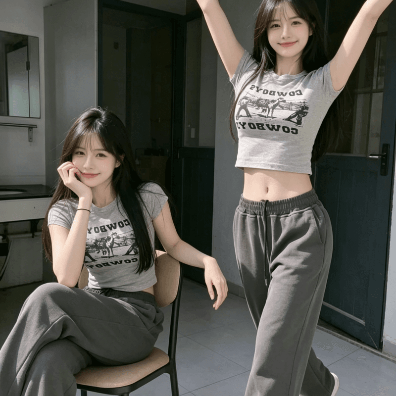 연령 감소 아메리칸 레트로 핫걸 아메리칸 프린트 ins 쇼트 스타일 티셔츠 여성 여름 반팔 작은 키 맨위 bm 이슬 뼈의