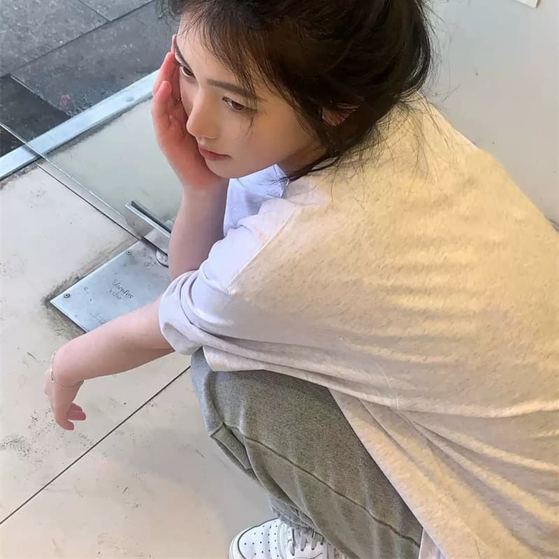 순면 이후 패키지 칼라 bm 조수 브랜드 인터넷 유명인 한국 스타일 하라주쿠 와이드 바람 소나무 맨위 캐주얼 프린트 연령 감소 반팔 티셔츠 여성 이미지 5