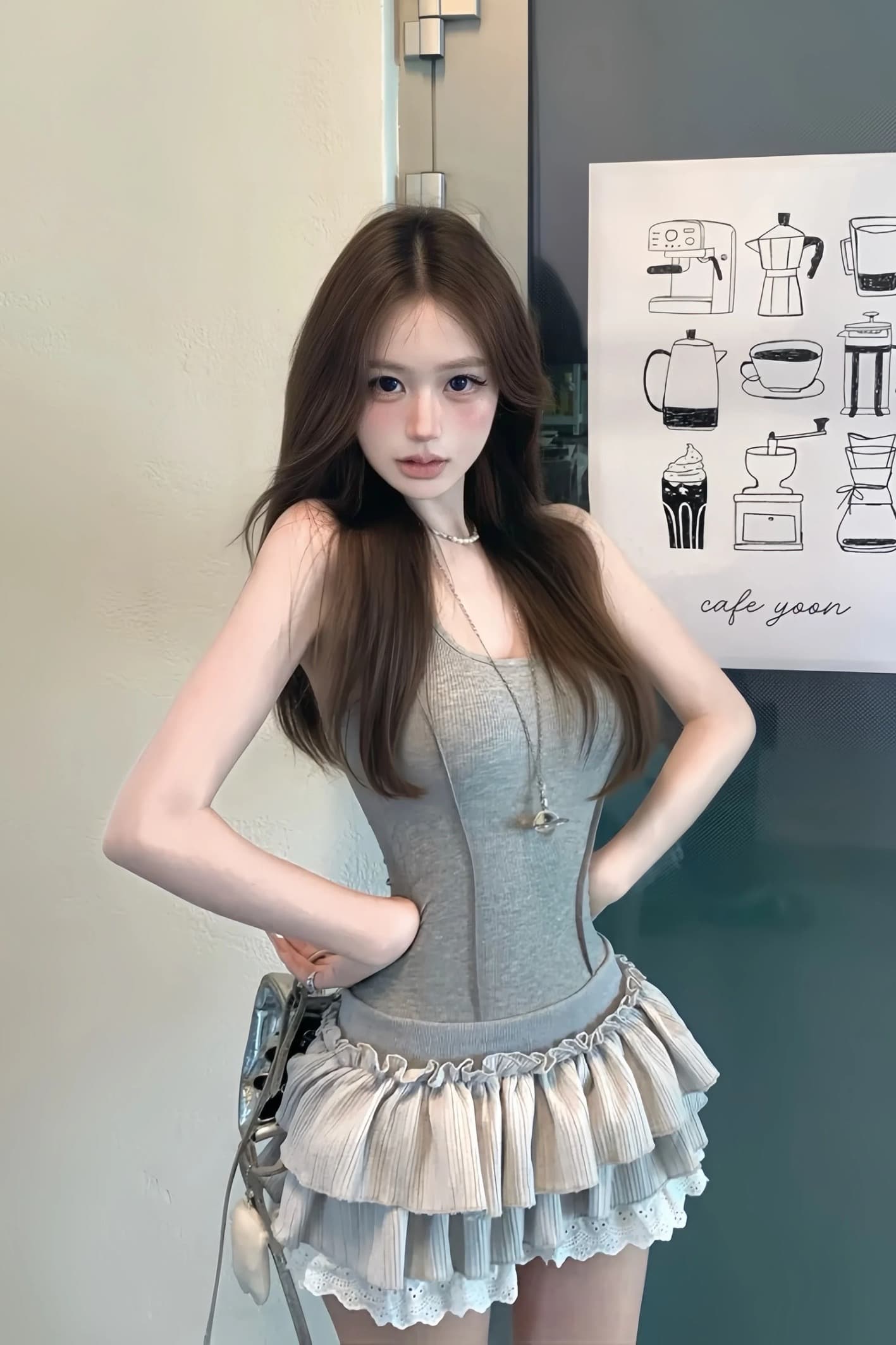 섹시함 핫걸 백리스 민소매 행침 목 여성 드레스 여름 허리 수축 몸매 가꾸기 케이크 치마 품격 슬림해 보이는 미니 스커트 이미지 6