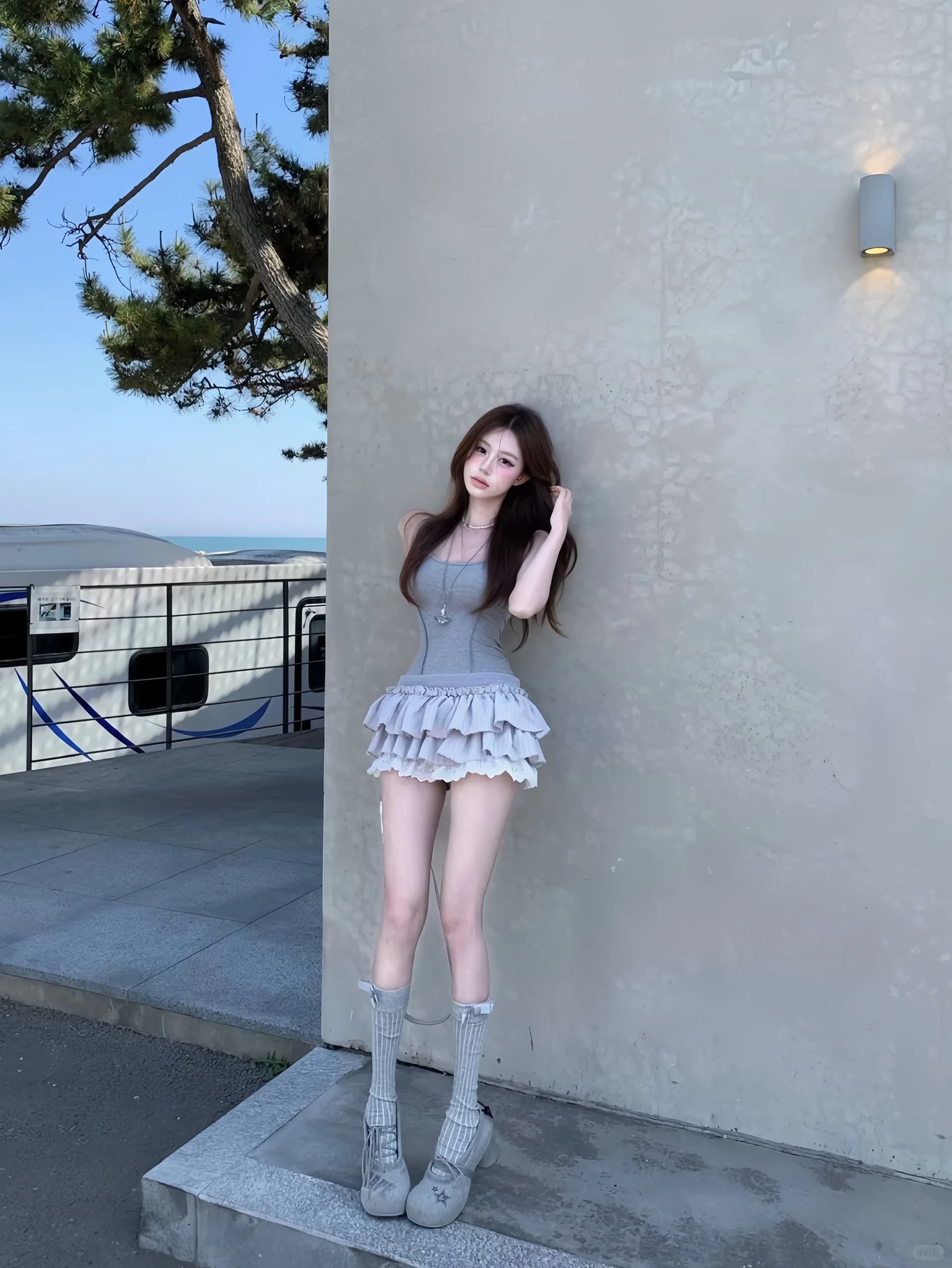 섹시함 핫걸 백리스 민소매 행침 목 여성 드레스 여름 허리 수축 몸매 가꾸기 케이크 치마 품격 슬림해 보이는 미니 스커트 상세 이미지 6
