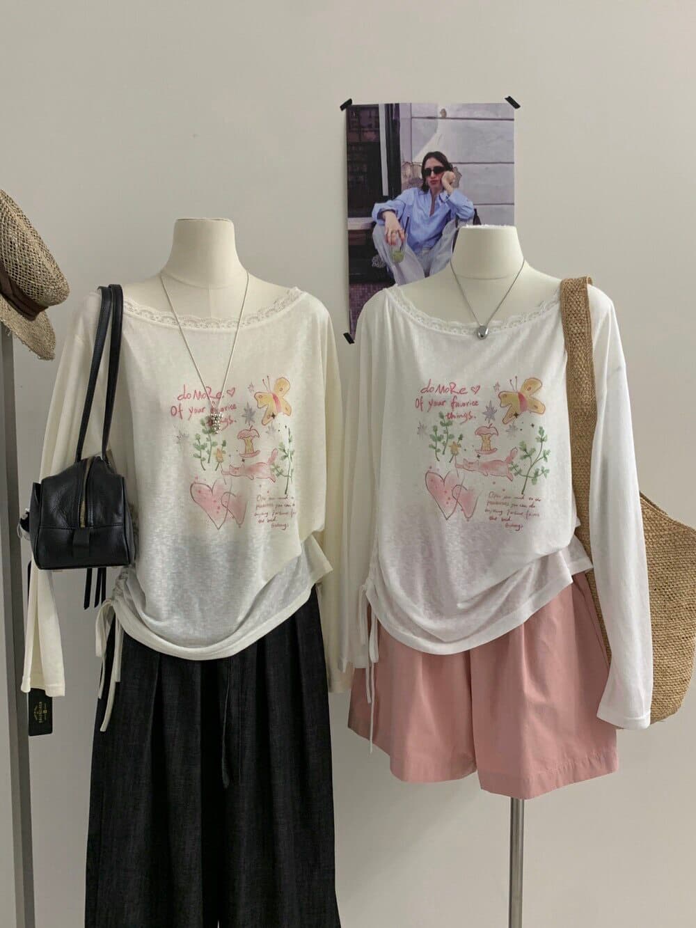 눈꽃 면 새로운 비스듬한 어깨 펌프 Pleat 레이스 측면 자외선 차단 티셔츠 태양 보호 셔츠 기본 셔츠 블라우스 통기성 루즈핏 상세 이미지 3
