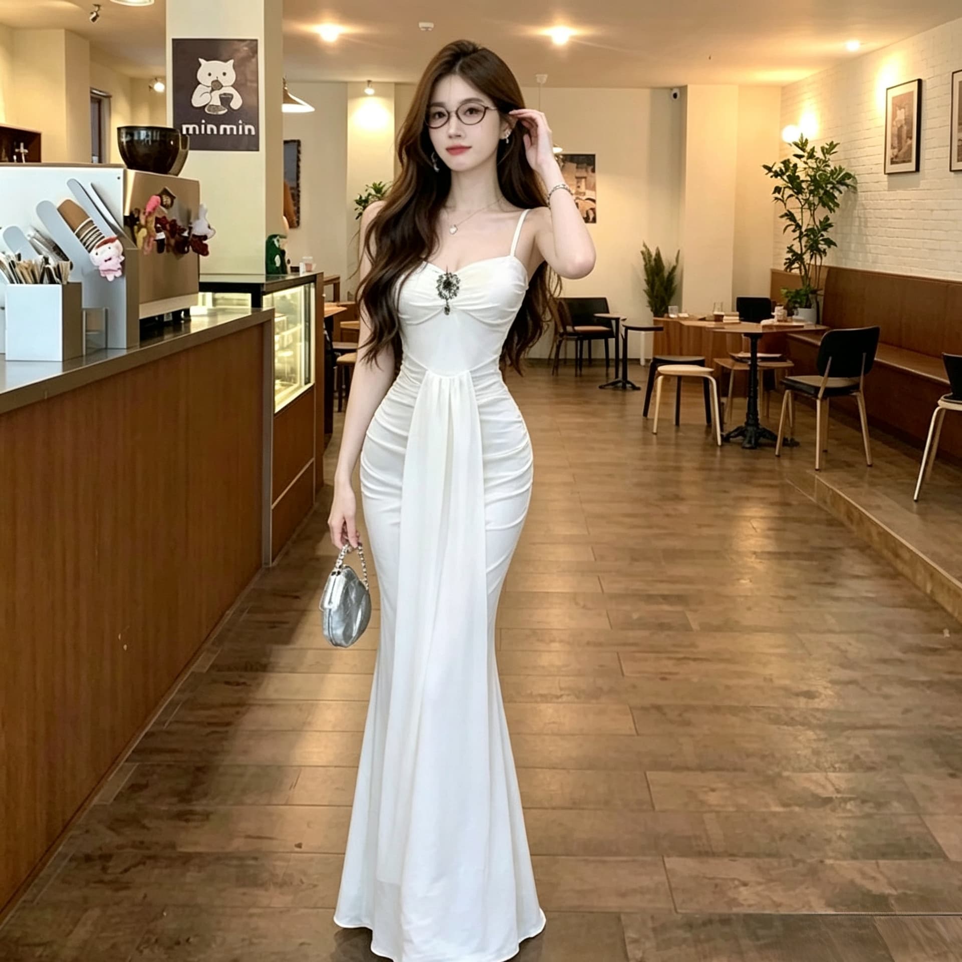 순수한 욕망 섹시함 슬립 인어 꼬리 롱 스커트 여성 몸매 가꾸기 허리 수축 주름 슬림해 보이는 품격 이브닝 드레스 롱 코트 드레스 상세 이미지 10