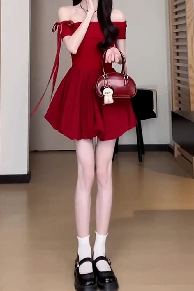 프랑스식 오프숄더 드레스 아이들 여름 2026 새로운 올해 인기 폭발 아름다운 퍼프 꽃밭 미니 스커트 이미지 7