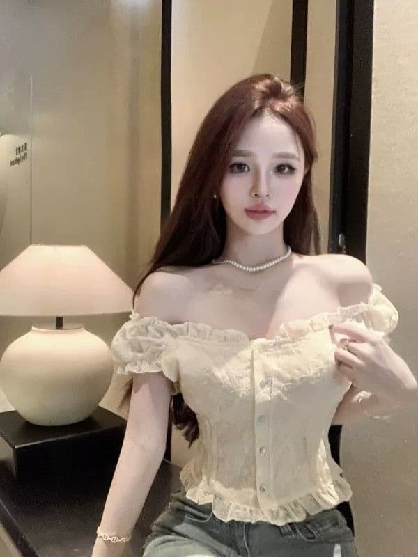 여름 새로운 여성 프랑스식 꽃무늬 거품 소매 쉬폰 셔츠 품격 쇼트 스타일 맨위 달콤함 반팔 화이트 셔츠 상세 이미지 9