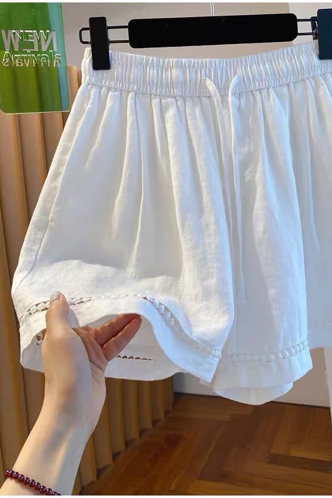 원본 원단 특별 빅 사이즈 300 근 반바지 여성 여름 외출용 루즈핏 캐주얼 와이드 레그 팬츠 통기성 핫 바지 이미지 6