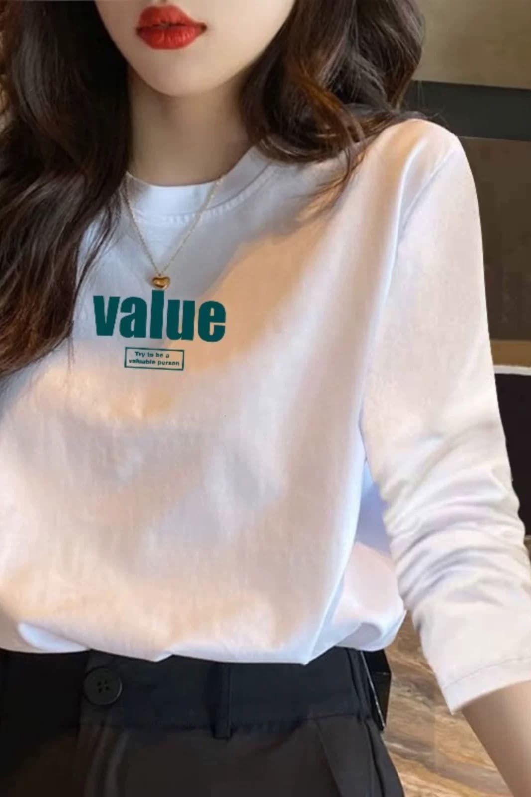 순면 이후 패키지 칼라 bm 조수 브랜드 인터넷 유명인 한국 스타일 하라주쿠 와이드 바람 소나무 맨위 캐주얼 프린트 연령 감소 긴팔 티셔츠 여성 이미지 4