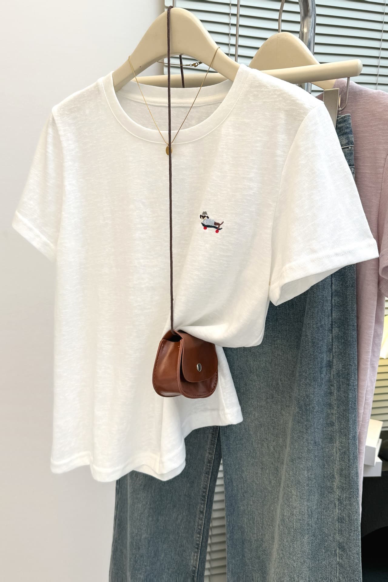 실사 chic 달콤한 매운맛 눈꽃 면 얇은 스타일 반팔 티셔츠 여성 여름 루즈핏 슬림해 보이는 한국 스타일 기본 셔츠 맨위 서비스 이미지 6