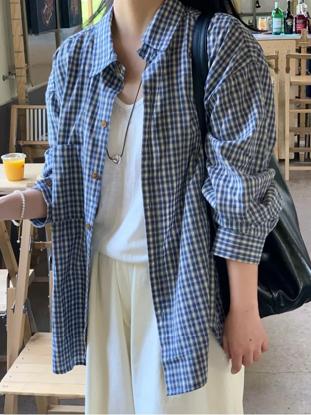 작은 대중 한 부서 체크무늬 여성 셔츠 이른 가을 새로운 다용도 루즈핏 느긋한 바람 맨위 외부 가져 가라. 체크무늬 셔츠 재킷 이미지 5