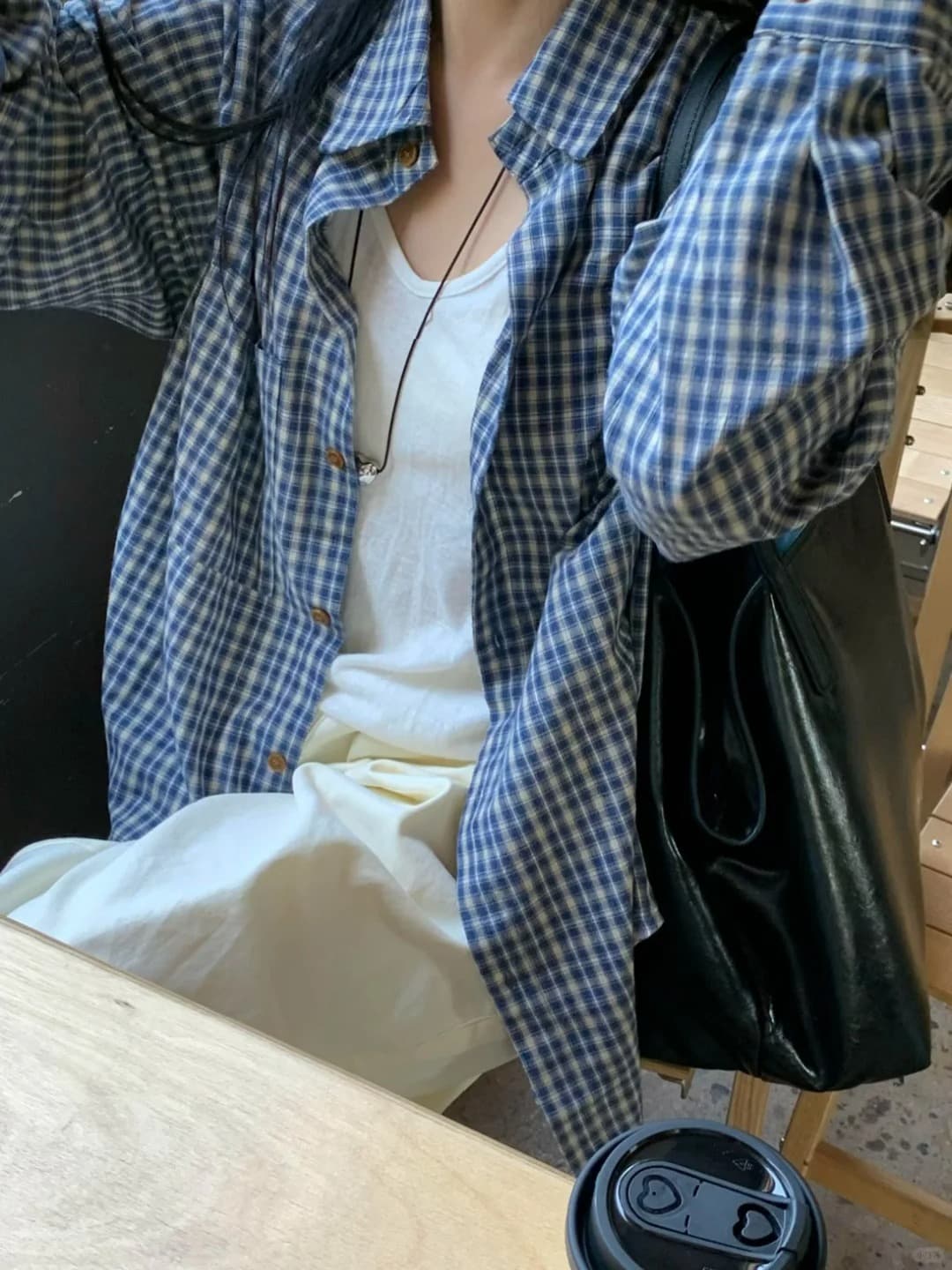 작은 대중 한 부서 체크무늬 여성 셔츠 이른 가을 새로운 다용도 루즈핏 느긋한 바람 맨위 외부 가져 가라. 체크무늬 셔츠 재킷 상세 이미지 3