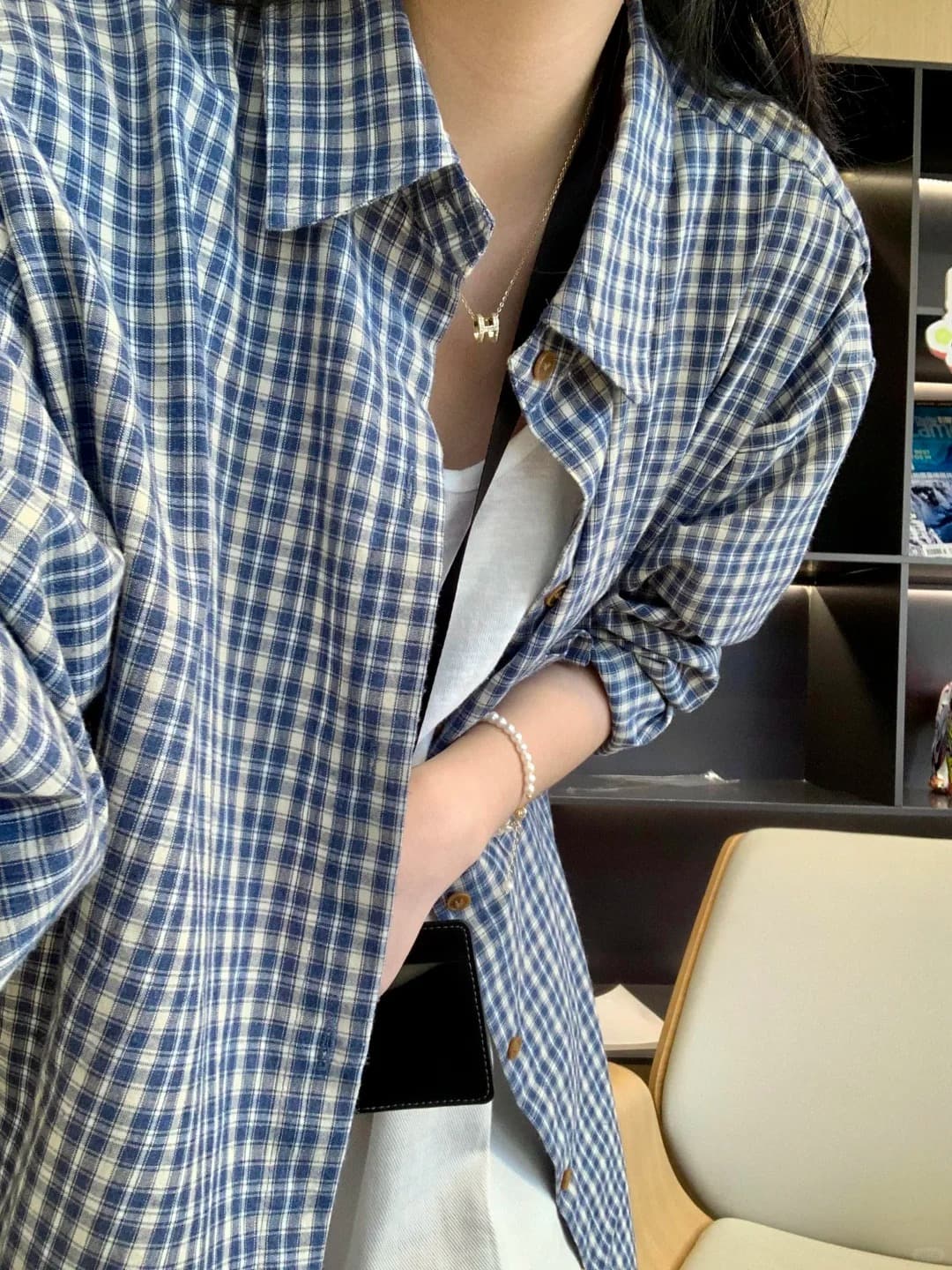 작은 대중 한 부서 체크무늬 여성 셔츠 이른 가을 새로운 다용도 루즈핏 느긋한 바람 맨위 외부 가져 가라. 체크무늬 셔츠 재킷 상세 이미지 11