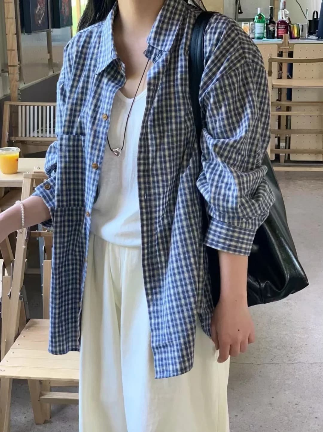 작은 대중 한 부서 체크무늬 여성 셔츠 이른 가을 새로운 다용도 루즈핏 느긋한 바람 맨위 외부 가져 가라. 체크무늬 셔츠 재킷 상세 이미지 37