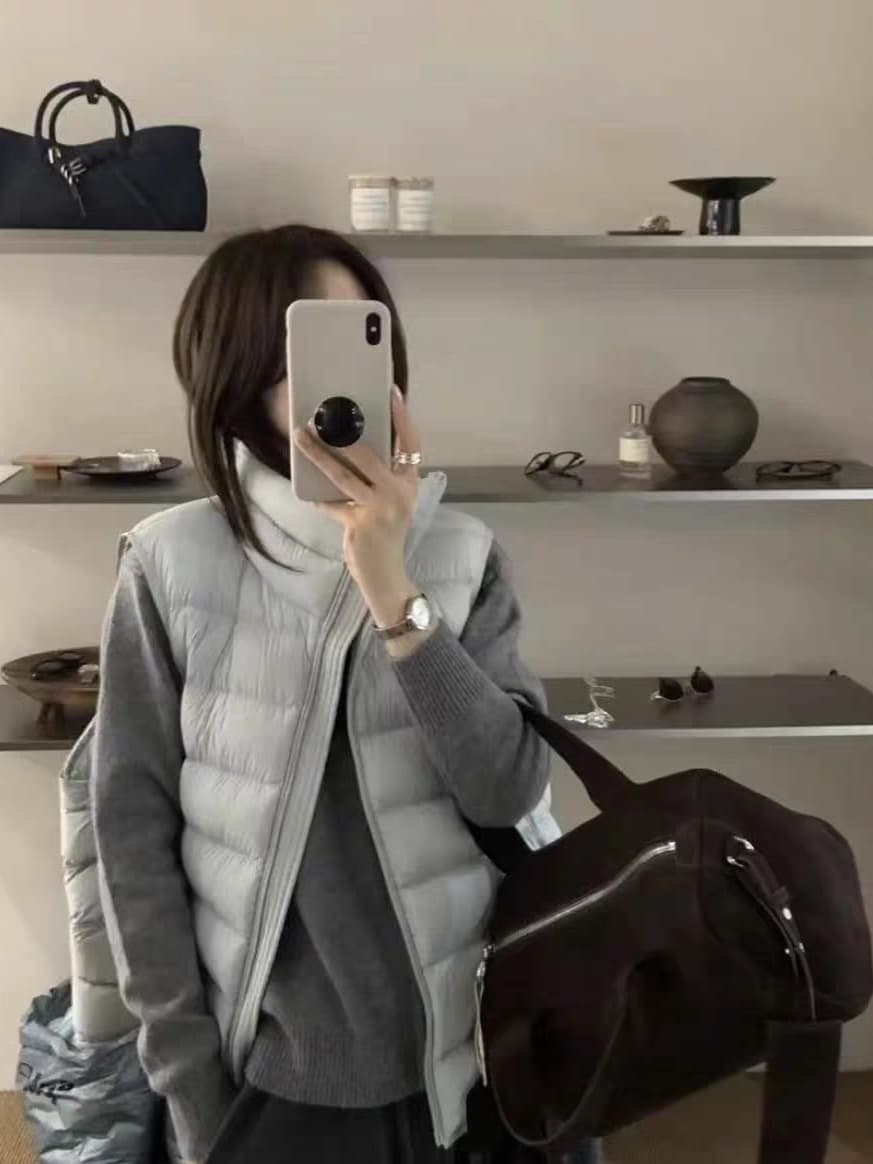 얇고 가벼운 갈비 살 다운 코튼 베스트 여성 짧은 2026 가을 겨울 새로운 한국 스타일 루즈핏 스탠드 칼라 슈퍼 잘 생긴 조끼 여성 상세 이미지 9