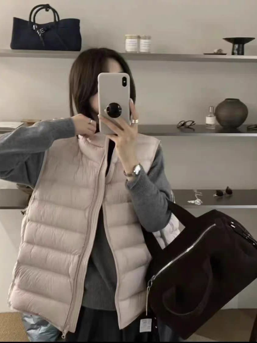 얇고 가벼운 갈비 살 다운 코튼 베스트 여성 짧은 2026 가을 겨울 새로운 한국 스타일 루즈핏 스탠드 칼라 슈퍼 잘 생긴 조끼 여성 상세 이미지 10