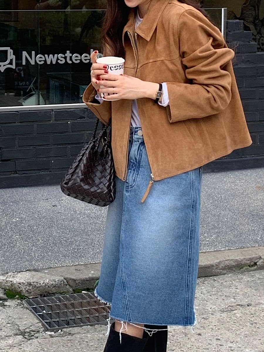 한국 chic 가을 레트로 잘 생긴 폴로 칼라 모조 가죽 플러시 루즈핏 다용도 지퍼 쇼트 스타일 긴팔 재킷 여성 코트 이미지 3