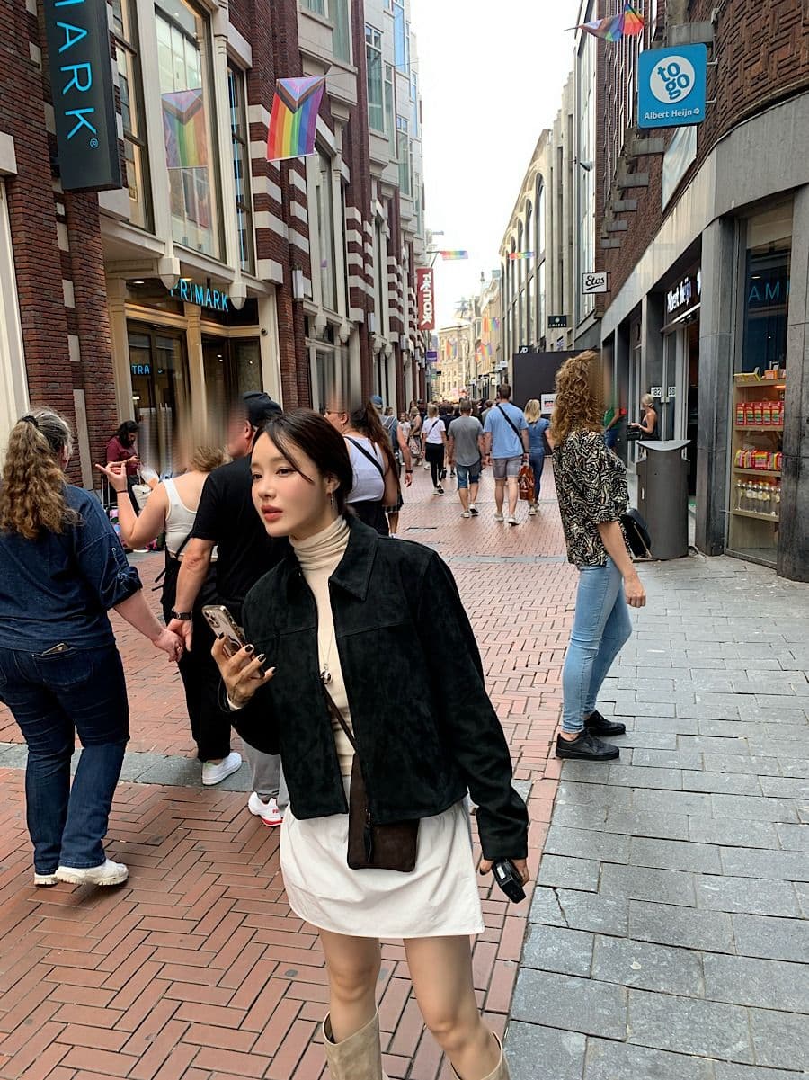 한국 chic 가을 레트로 잘 생긴 폴로 칼라 모조 가죽 플러시 루즈핏 다용도 지퍼 쇼트 스타일 긴팔 재킷 여성 코트 상세 이미지 16