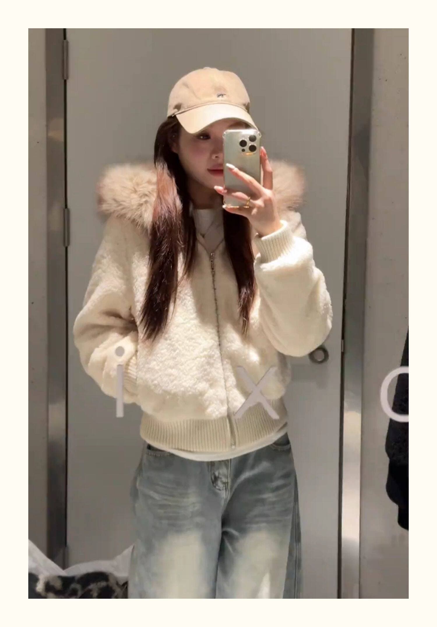 양털 털이 있는 모피 칼라 면 의류 여성 작은 키 겨울 새로운 느긋한 바람 루즈핏 쇼트 스타일 면 옷 재킷 목화 진딧물 여성 상세 이미지 3