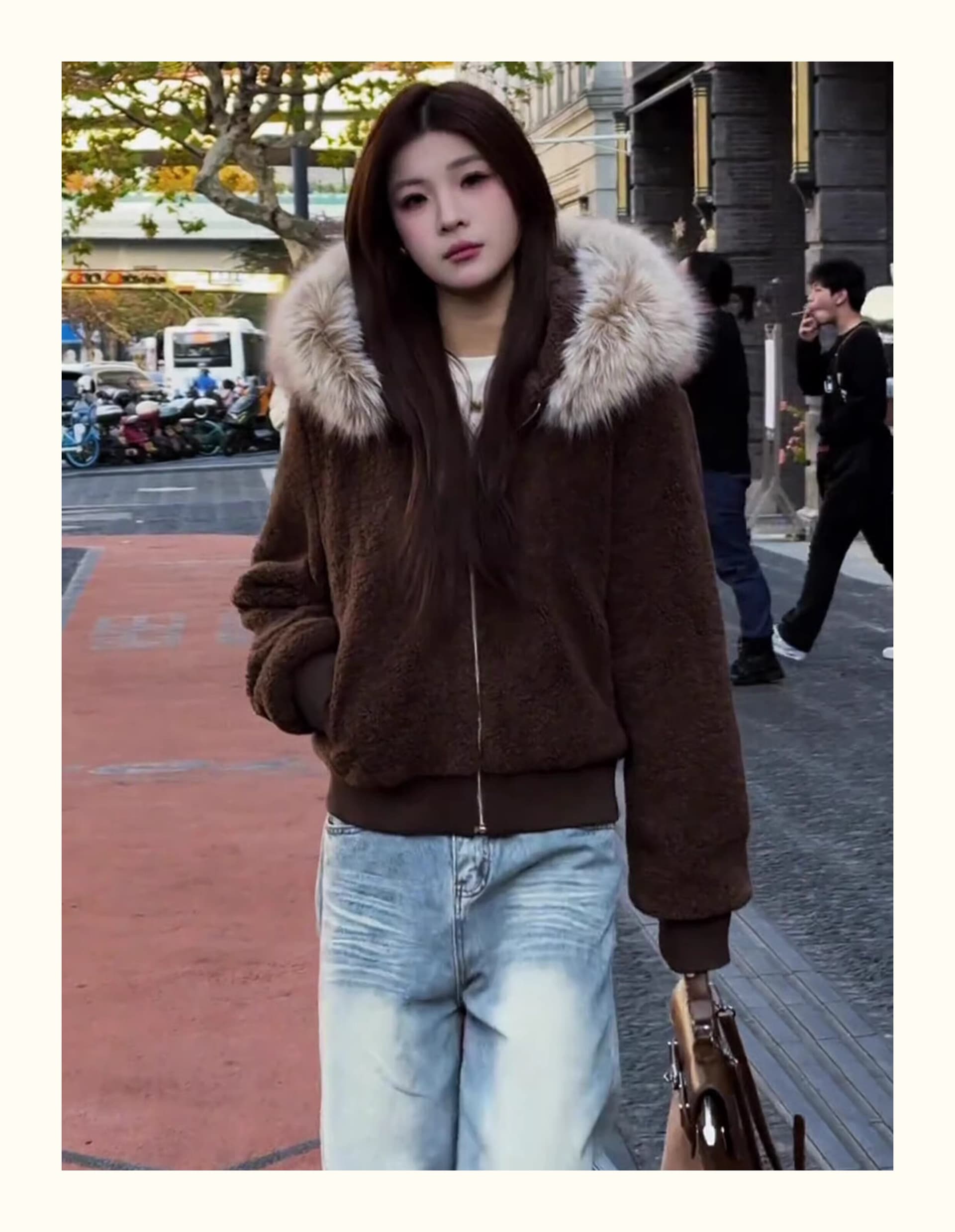 양털 털이 있는 모피 칼라 면 의류 여성 작은 키 겨울 새로운 느긋한 바람 루즈핏 쇼트 스타일 면 옷 재킷 목화 진딧물 여성 상세 이미지 17