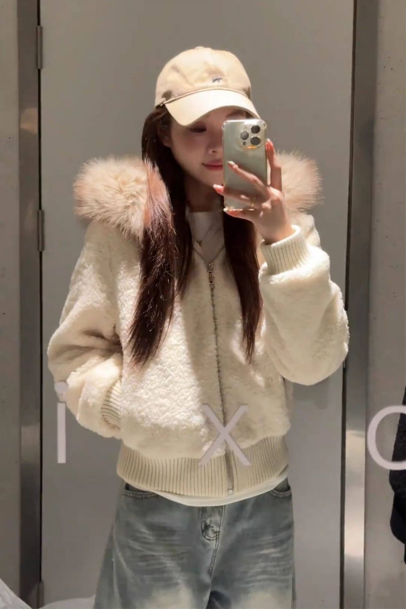 양털 털이 있는 모피 칼라 면 의류 여성 작은 키 겨울 새로운 느긋한 바람 루즈핏 쇼트 스타일 면 옷 재킷 목화 진딧물 여성 이미지 2