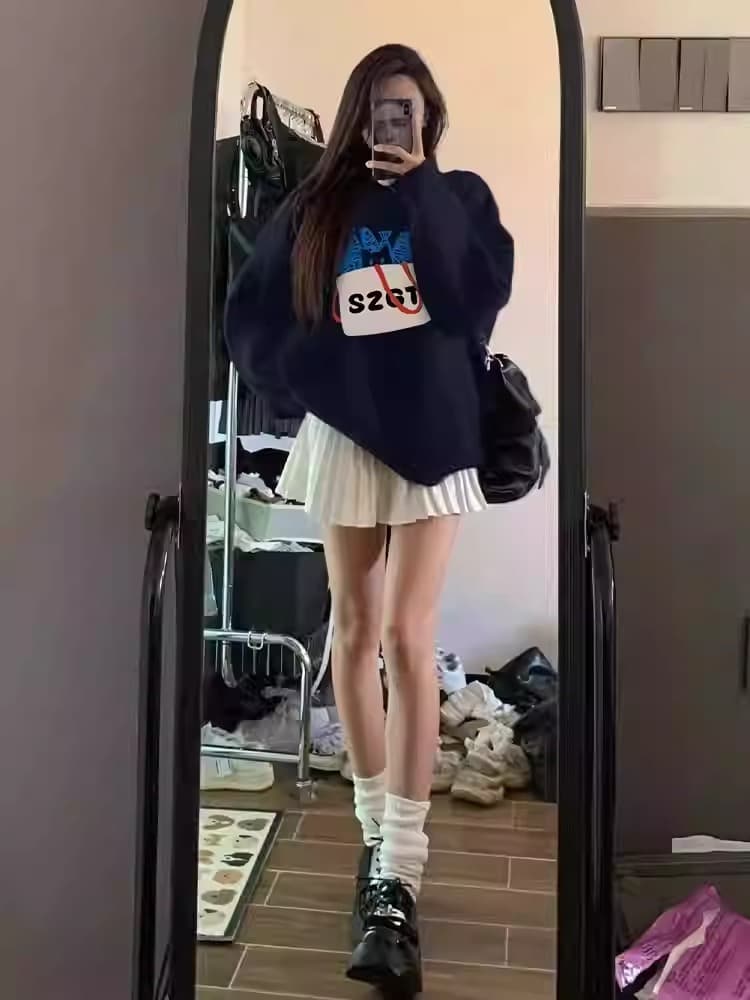 2026 새로운 가을 겨울철 oversize 후드티 여성 ins 한국 스타일 루즈핏 bf 작은 대중 캐주얼 재킷 트렌디 후드티 상세 이미지 3