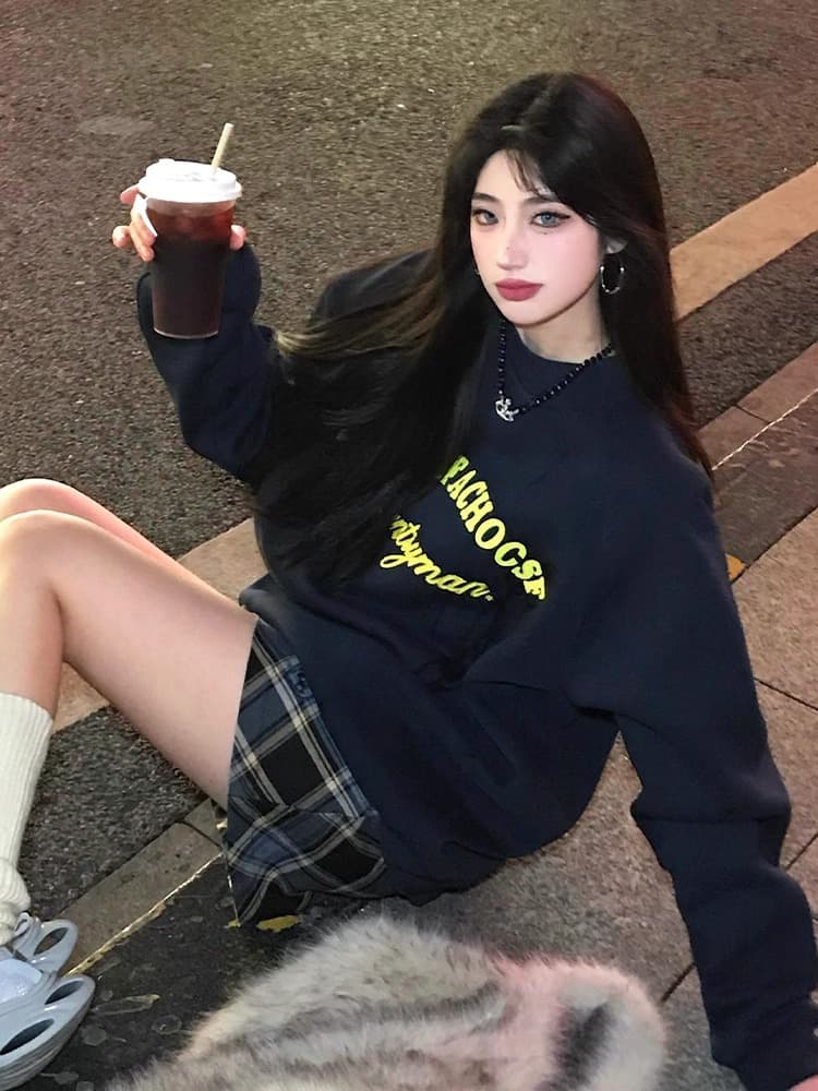 2026 새로운 가을 겨울철 oversize 후드티 여성 ins 한국 스타일 루즈핏 bf 작은 대중 캐주얼 재킷 트렌디 후드티 이미지 3