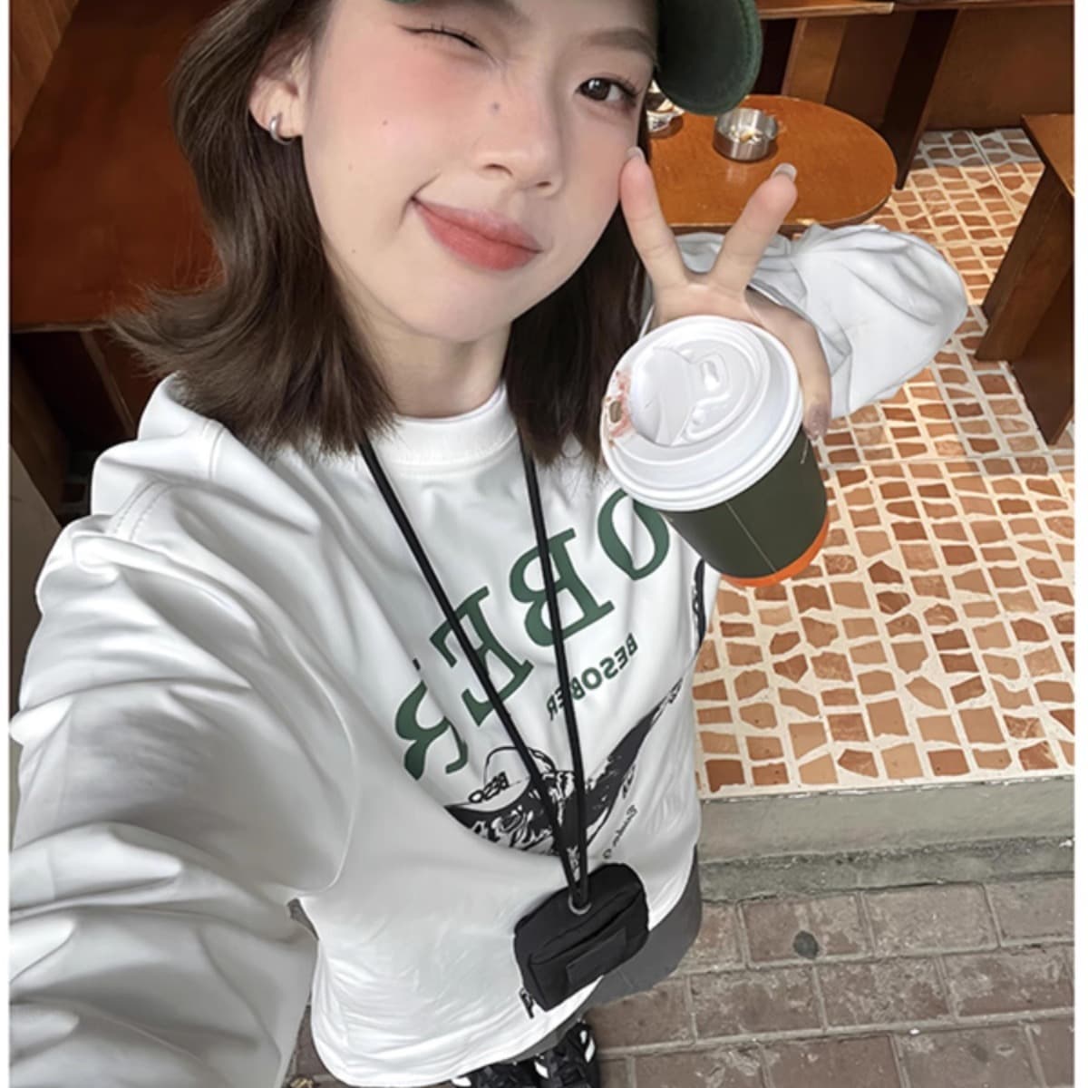 순면 이후 패키지 칼라 bm 조수 브랜드 인터넷 유명인 한국 스타일 하라주쿠 와이드 바람 소나무 맨위 캐주얼 프린트 연령 감소 긴팔 티셔츠 여성 이미지 5