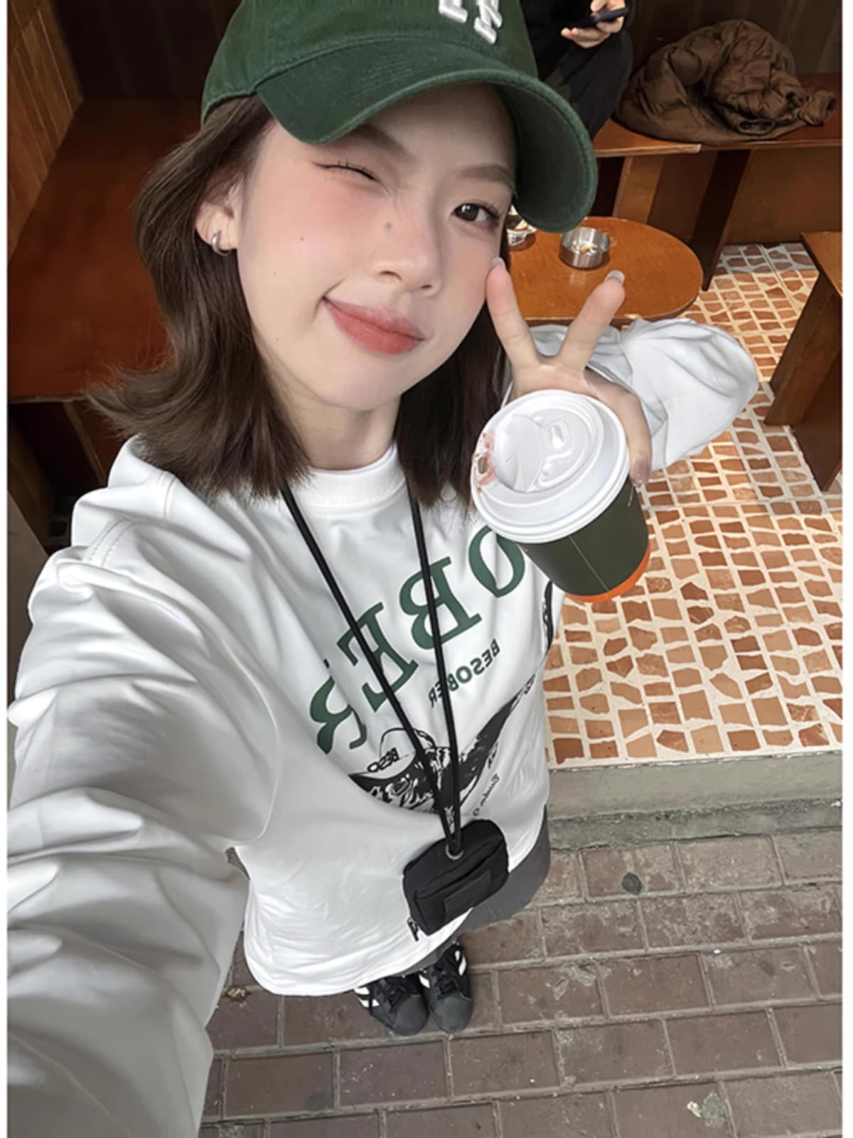 순면 이후 패키지 칼라 bm 조수 브랜드 인터넷 유명인 한국 스타일 하라주쿠 와이드 바람 소나무 맨위 캐주얼 프린트 연령 감소 긴팔 티셔츠 여성 상세 이미지 7