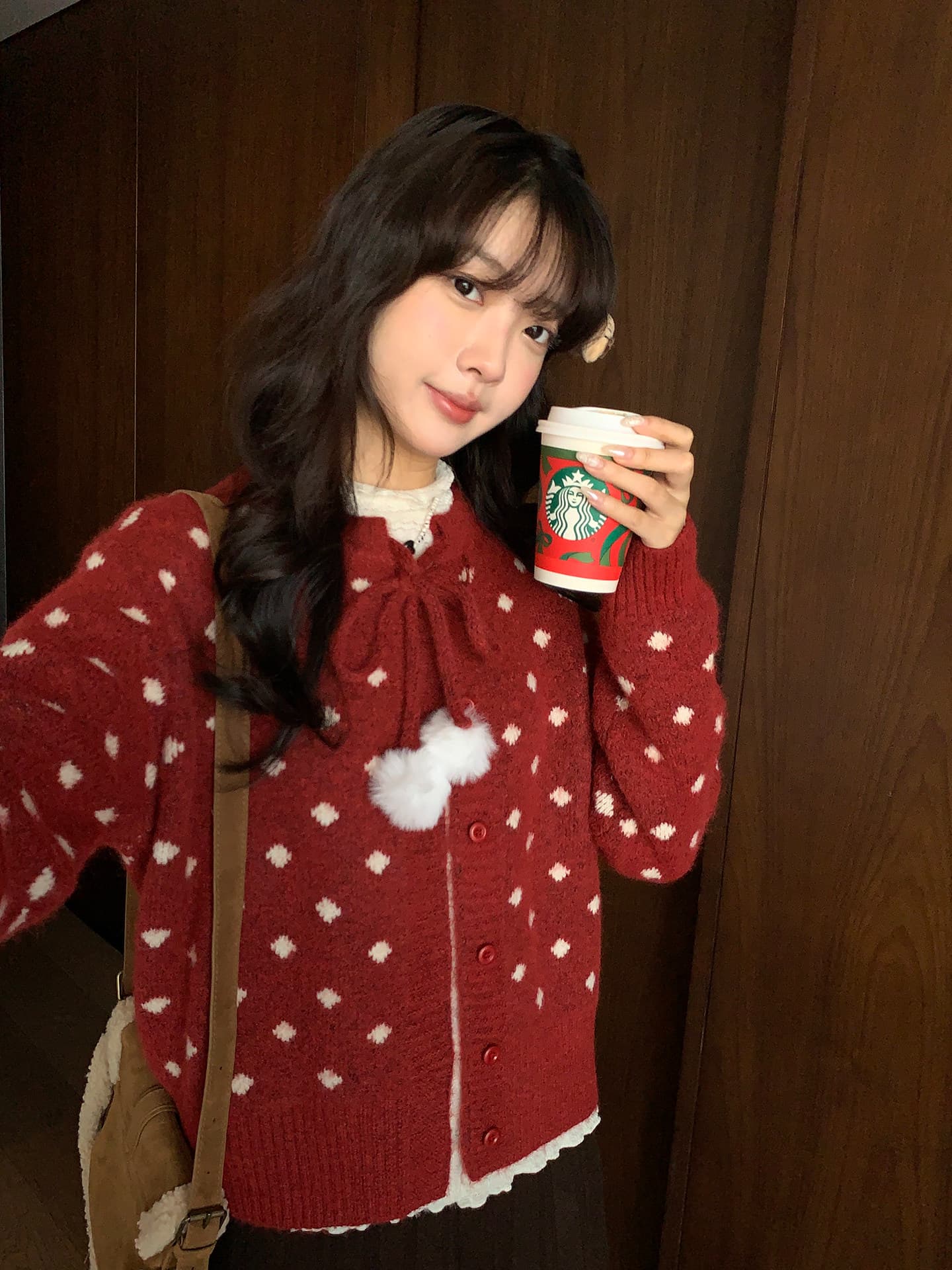 한 부서 라운드 넥 보온 스트랩 털 공 조금 스웨터 여자 가을 겨울철 새로운 싱글 줄 버튼 달콤함 연령 감소 니트 스웨터 상세 이미지 17