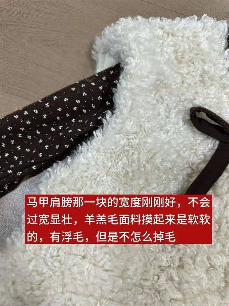 한 부서 달콤함 가을 겨울 새로운 도트 무늬 기본 셔츠 나비 매듭 배색 플리스 플러시 베스트 재킷 투피스 슈트 여성 상세 이미지 12