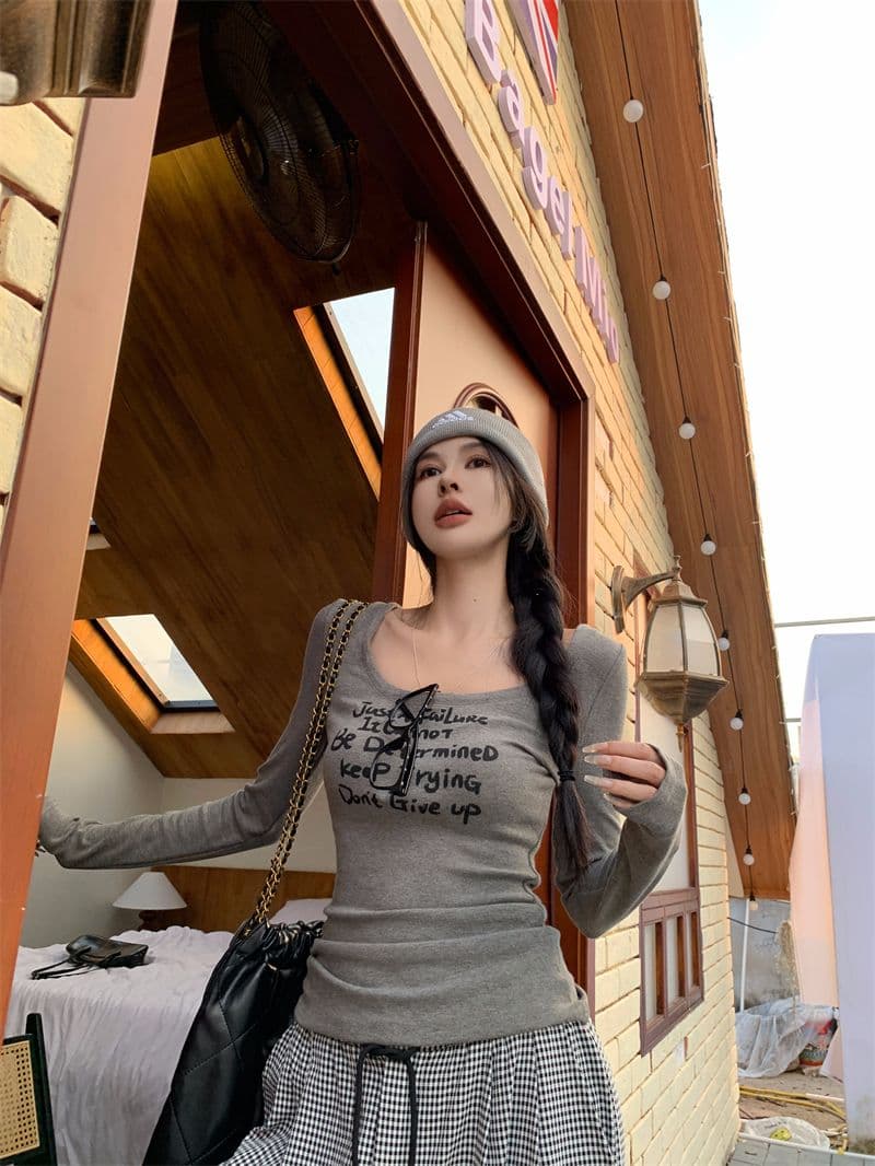 모달 사람들 면 긴팔 티셔츠 여성 가을 다용도 몸매 가꾸기 만나는 인사이드 가져 가라. 아메리칸 레트로 핫걸 맨위 상세 이미지 11
