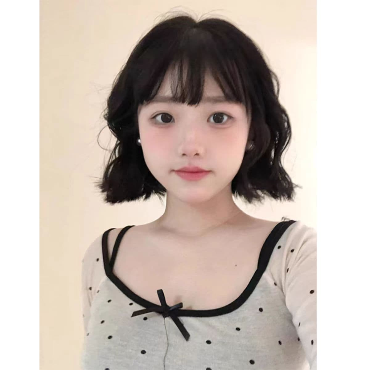 주간 실크 리브 사람들 면 순수한 욕망 오프숄더 도트 무늬 마이크로 ~을 통해 긴팔 여성 여름 블라우스 쇄골 몸매 가꾸기 맨위 이미지 2