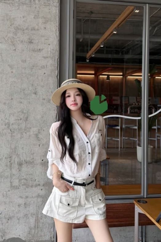 원본 원단 파란색 스탠드 칼라 루즈핏 긴팔 여성 셔츠 여름 V넥 여성 셔츠 이른 봄 가을 셔츠 이미지 6