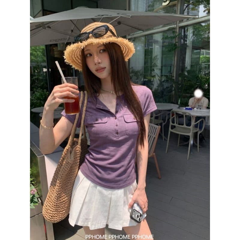 원본 원단 파란색 스탠드 칼라 루즈핏 긴팔 여성 셔츠 여름 V넥 여성 셔츠 이른 봄 가을 셔츠