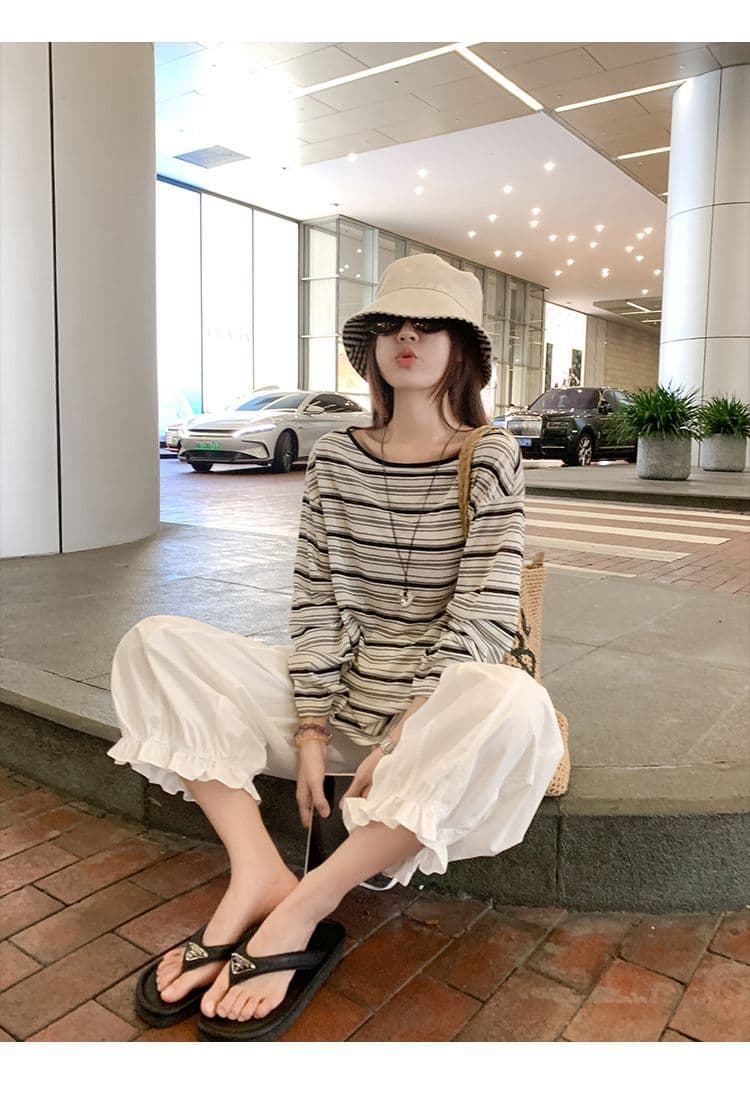 원본 컬러 짜임 기사 한 부서 검정색 스트라이프 긴팔 자외선 차단 블라우스 여성 여름 루즈핏 느긋한 얇은 스타일 맨위 상세 이미지 2