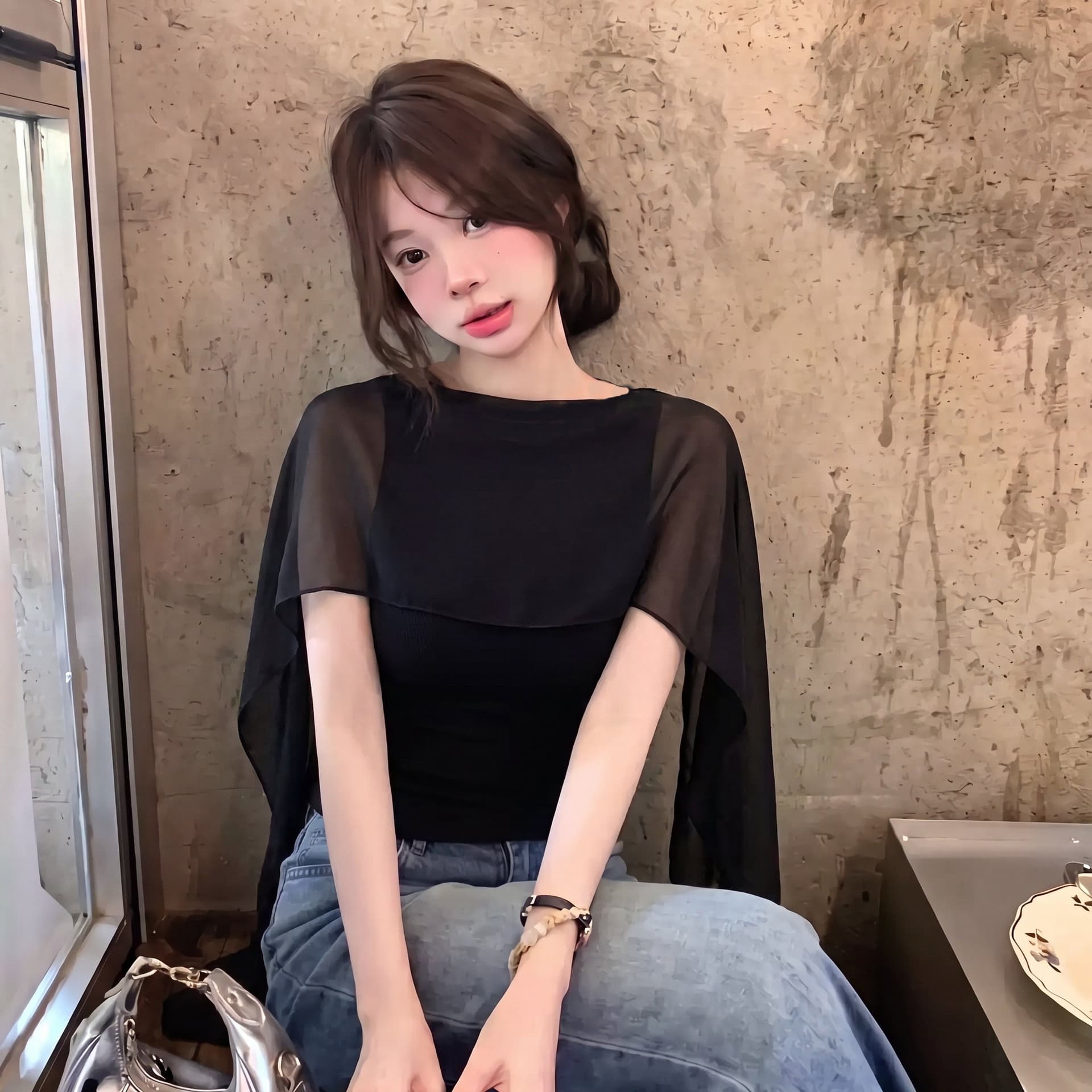 사람들 면 레오파드 무늬 숄 민소매 티셔츠 여성 여름 프랑스식 허리 수축 몸매 가꾸기 슬림해 보이는 페이크 레이어드 쇼트 스타일 맨위 이미지 6