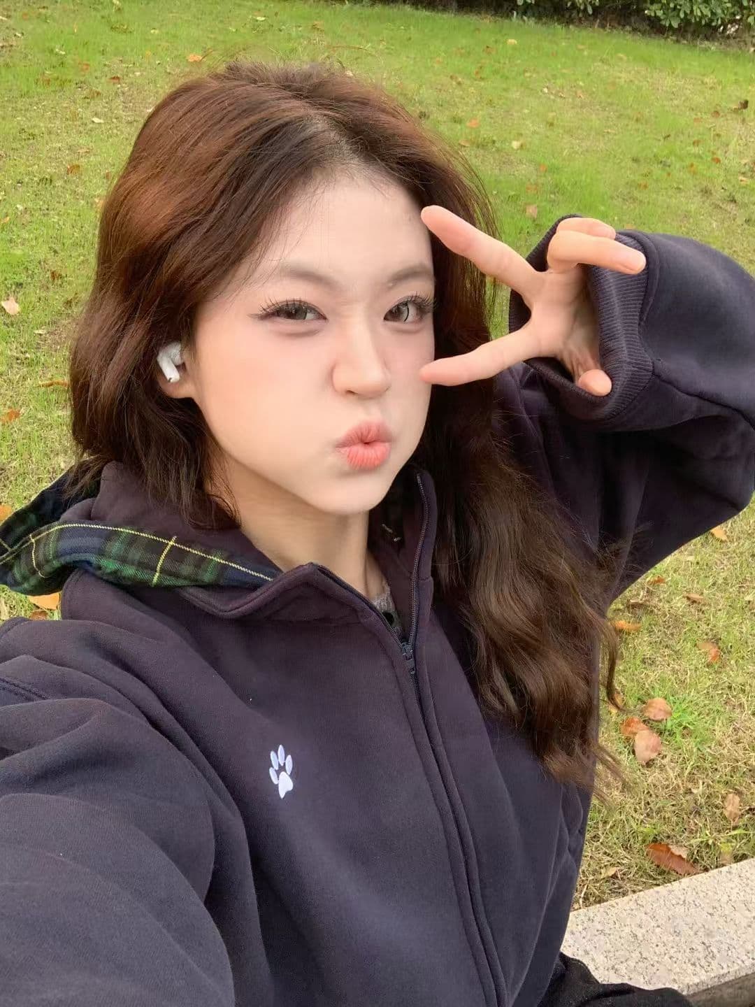아메리칸 레트로 개 클로 자수 패치워크 스택 착용 체크무늬 모자 셔츠 여성 가을 루즈핏 커플 후드 티 스웨터 재킷 트렌디 상세 이미지 2