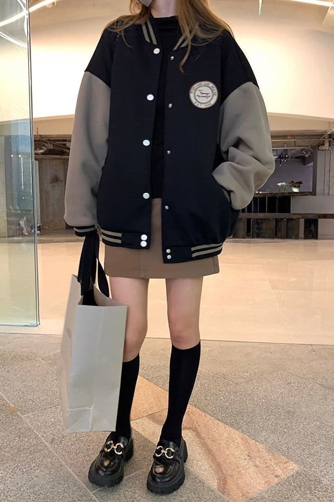 느긋한 바람 야구 유니폼 여성 코트 가을 겨울철 털이 있고 두꺼운 레트로 루즈핏 캐주얼 오픈 가디건 후드티 ins 트렌디 이미지 6