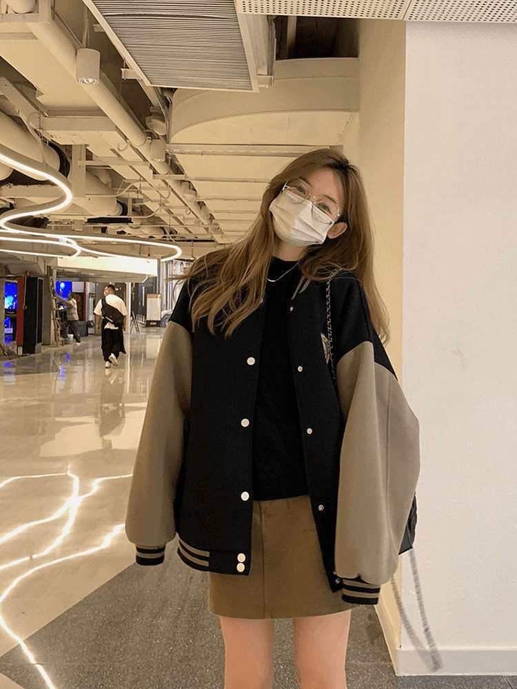 느긋한 바람 야구 유니폼 여성 코트 가을 겨울철 털이 있고 두꺼운 레트로 루즈핏 캐주얼 오픈 가디건 후드티 ins 트렌디 상세 이미지 5