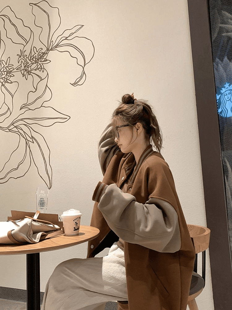 느긋한 바람 야구 유니폼 여성 코트 가을 겨울철 털이 있고 두꺼운 레트로 루즈핏 캐주얼 오픈 가디건 후드티 ins 트렌디 상세 이미지 9