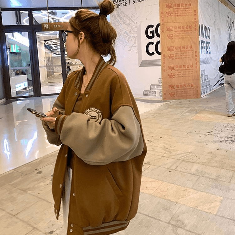 느긋한 바람 야구 유니폼 여성 코트 가을 겨울철 털이 있고 두꺼운 레트로 루즈핏 캐주얼 오픈 가디건 후드티 ins 트렌디 상세 이미지 11