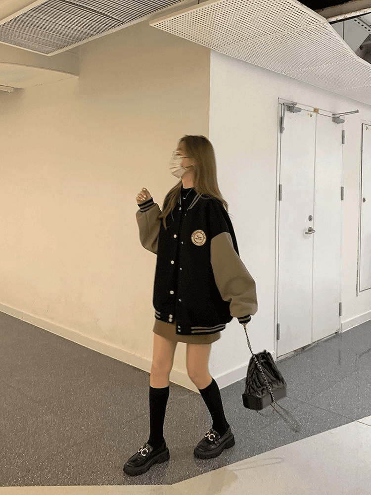 느긋한 바람 야구 유니폼 여성 코트 가을 겨울철 털이 있고 두꺼운 레트로 루즈핏 캐주얼 오픈 가디건 후드티 ins 트렌디 상세 이미지 12