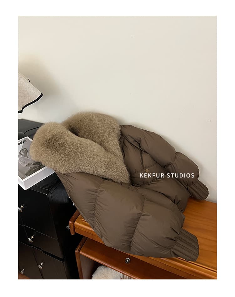 슈퍼 잘 생긴 고급 큰 모피 칼라 아래 면화 의류 여성 짧은 겨울 새로운 시간 여전히 철거 모피 칼라 두꺼운 재킷 상세 이미지 5