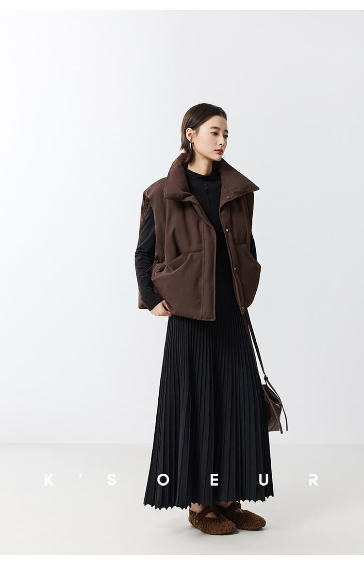 아메리칸 디자인 센스 슈퍼 잘 생긴 크림 버블 푸 두꺼운 보온 품격 높음 물품 스탠드 칼라 다운 코튼 베스트 조끼 여성 상세 이미지 15