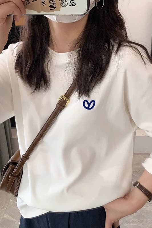 순면 이후 패키지 칼라 bm 조수 브랜드 인터넷 유명인 한국 스타일 하라주쿠 와이드 바람 소나무 맨위 캐주얼 프린트 연령 감소 긴팔 티셔츠 여성 이미지 6