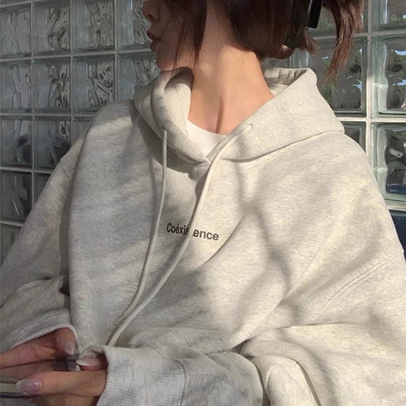 조기 가을 후드 oversize 후드티 운동 재킷 트렌디 ins 여성 봄 가을 2026 새로운 폭발 가을 겨울 의류 이미지 5
