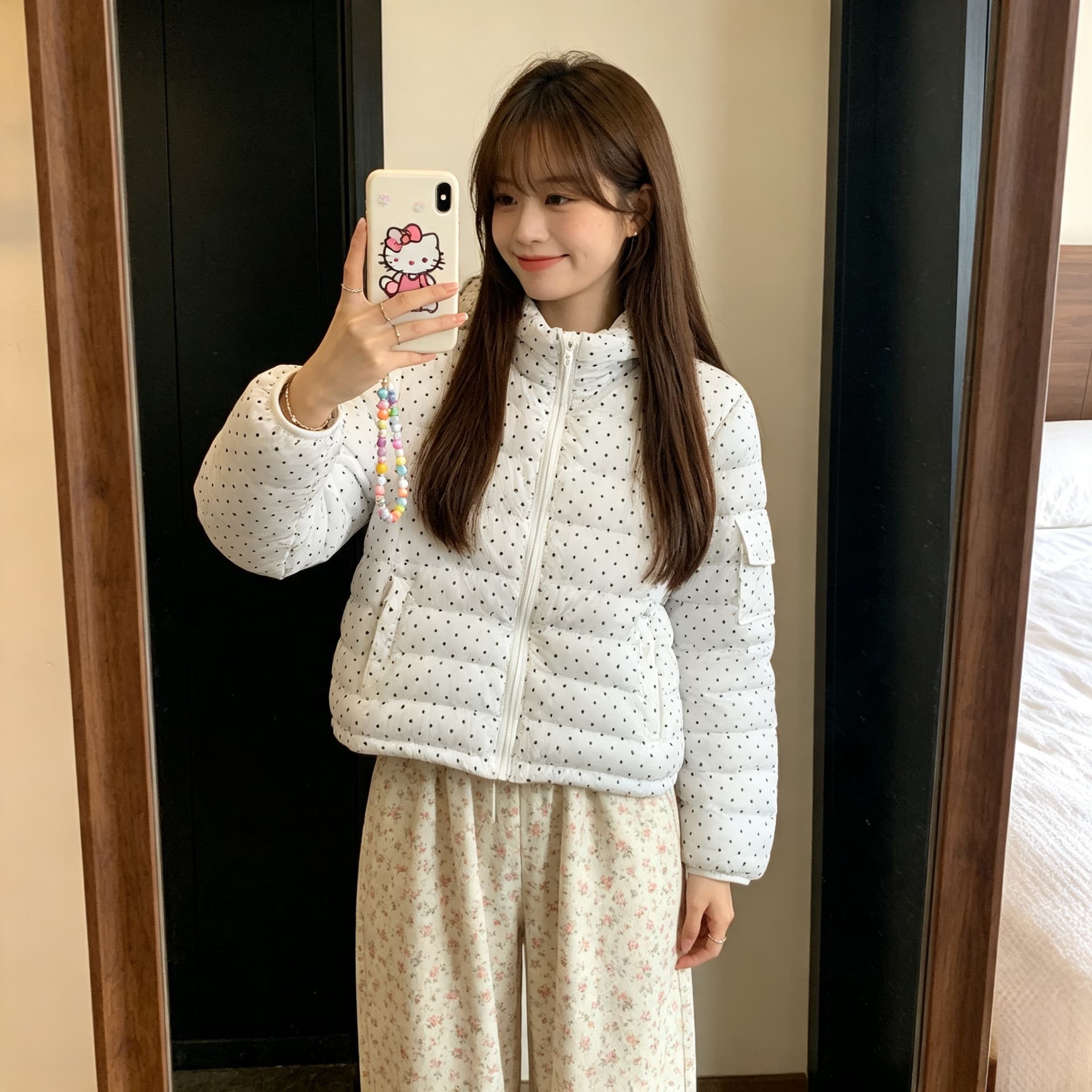 밤나무 코코아 한 여성 꽃무늬 따뜻한 따뜻한 패키지 겨울 제로 압력 센스 ins 갈비 살 후드 다운 재킷 여성 겨울 면 옷 상세 이미지 19