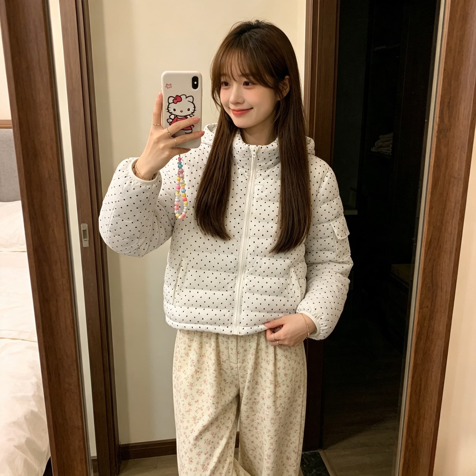 밤나무 코코아 한 여성 꽃무늬 따뜻한 따뜻한 패키지 겨울 제로 압력 센스 ins 갈비 살 후드 다운 재킷 여성 겨울 면 옷 상세 이미지 21